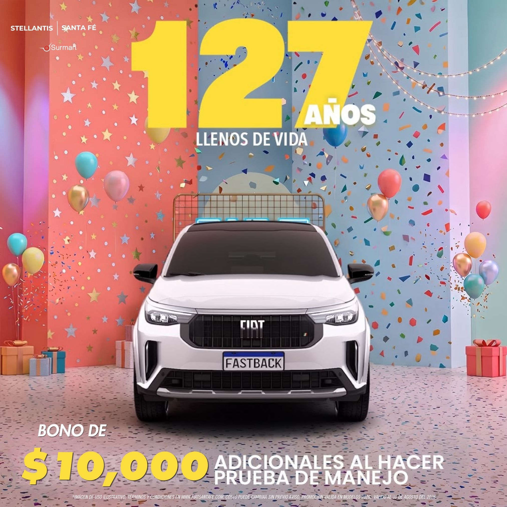 Fiat Fastback 2026 con bono adicional de $10,000 por prueba de manejo