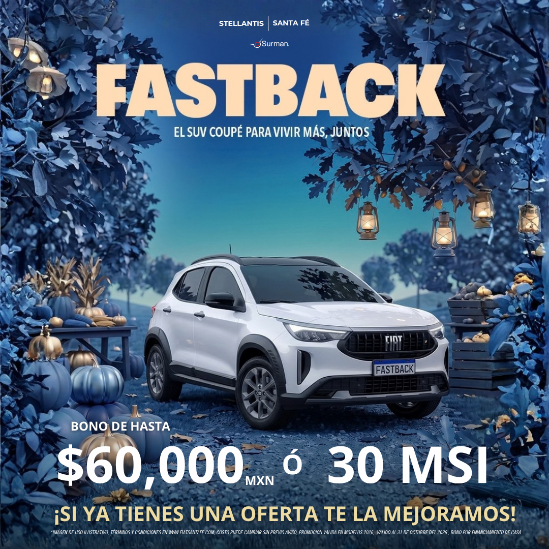 Fiat Fastback 2026 con bono de hasta $60,000 MXN o 30 meses sin intereses